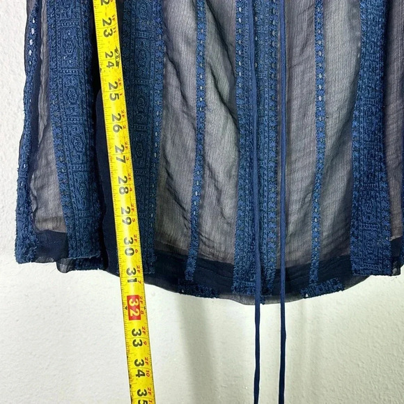 Winona Australia Cold Shoulder Mini Lace dress sheer bell sleeves in blue size 6 - Picture 5 of 11